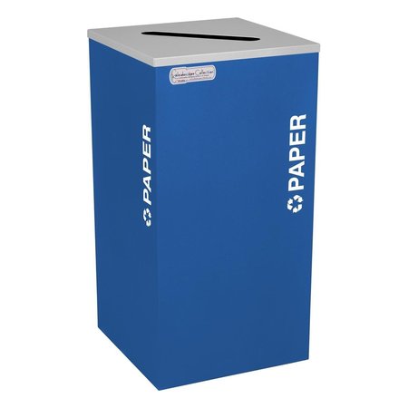 EX-CELL KAISER 24 gal Square Waste Receptacle, Silver, Blue RC-KDSQ-P RYX